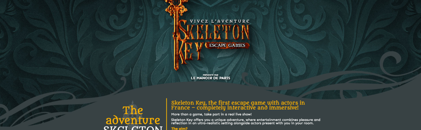 Page d'accueil du site Skeleton Key