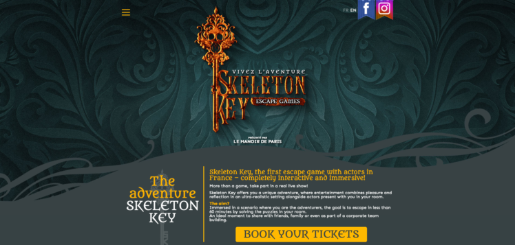 Page d'accueil du site Skeleton Key