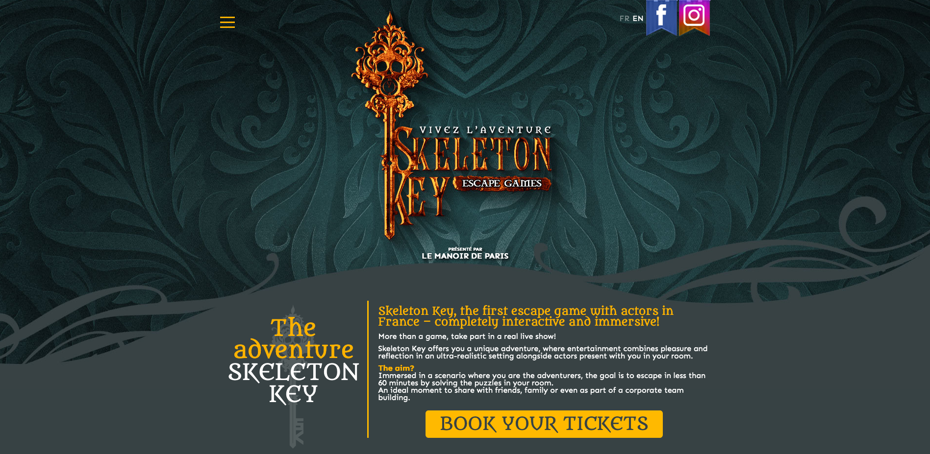 Page d'accueil du site Skeleton Key